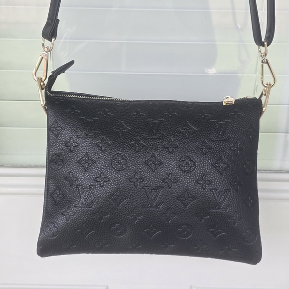 Louis Vuitton Black Embossed Clutch Crossbody Bag Leather Detachable Strap - Picture 6 of 16